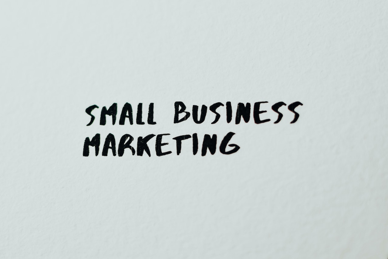 black text on white background that says small business marketing